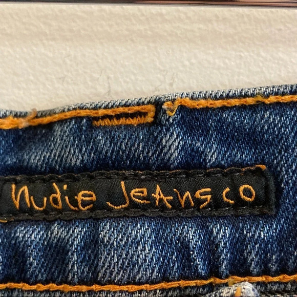NUDIE Sz 33 Steady Eddy II Indigo Shades Colour Button Fly Organic Cotton Jeans - Picture 11 of 15